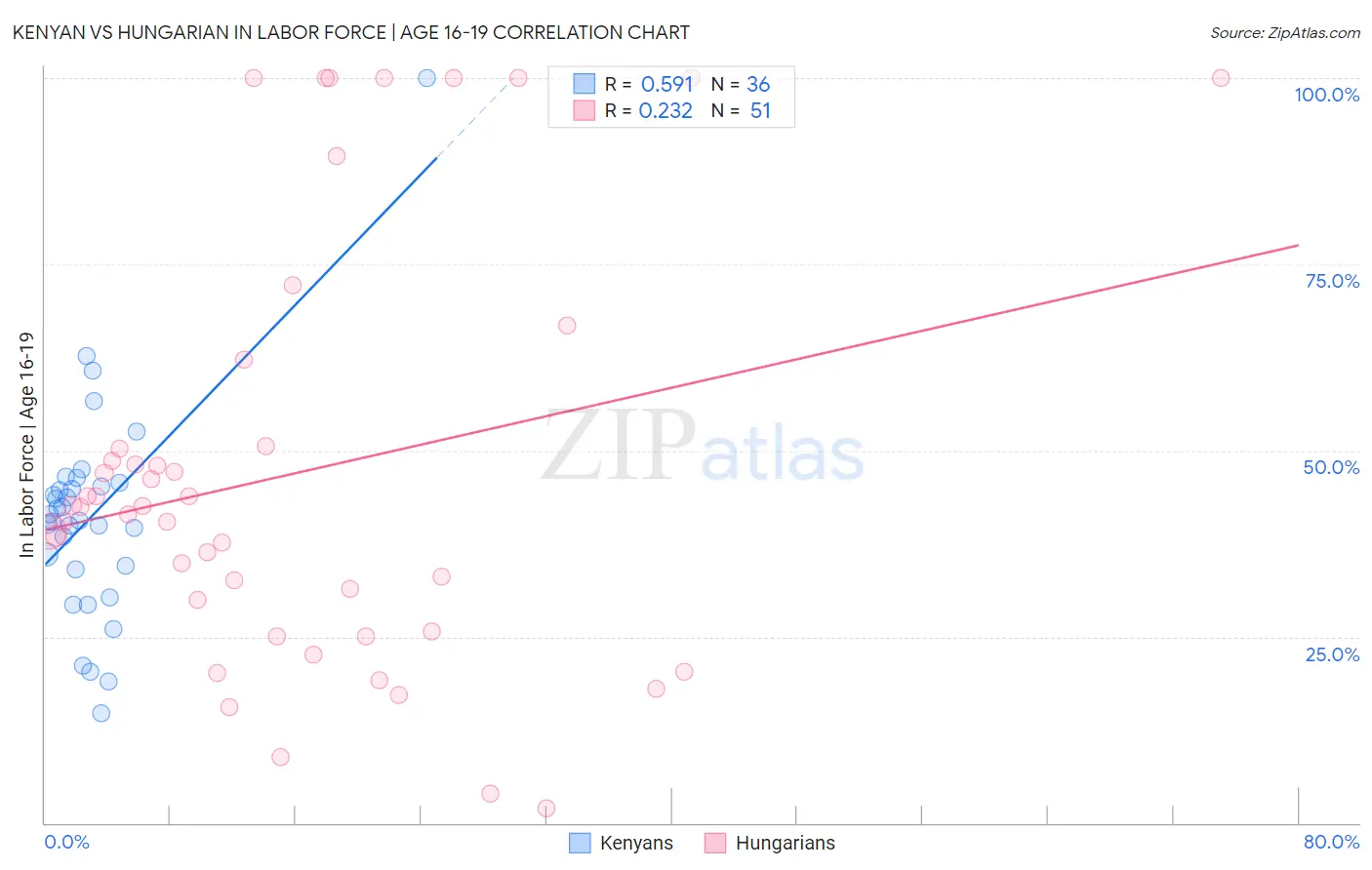 Kenyan vs Hungarian In Labor Force | Age 16-19