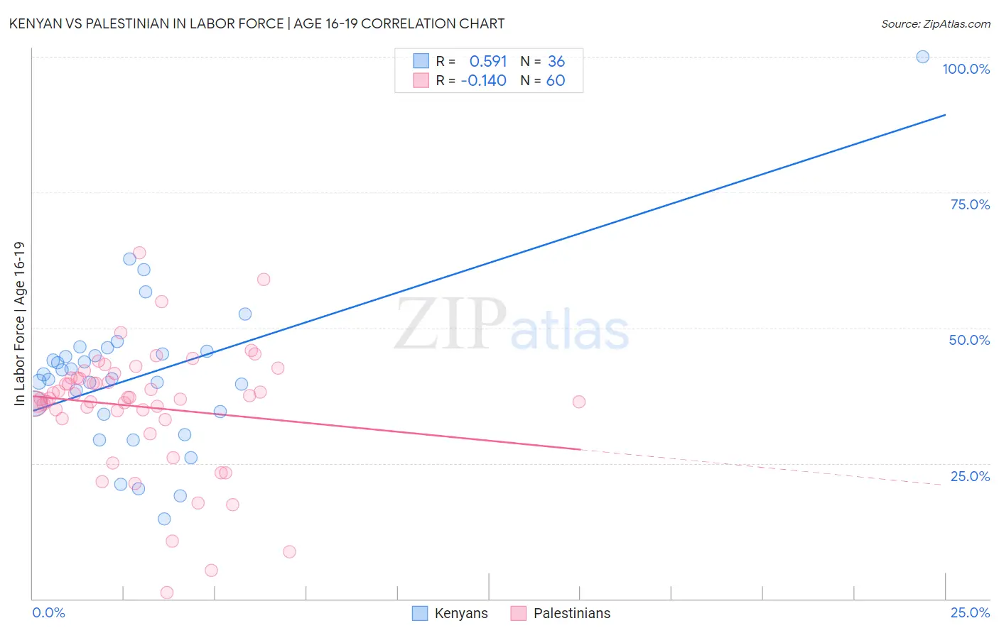Kenyan vs Palestinian In Labor Force | Age 16-19