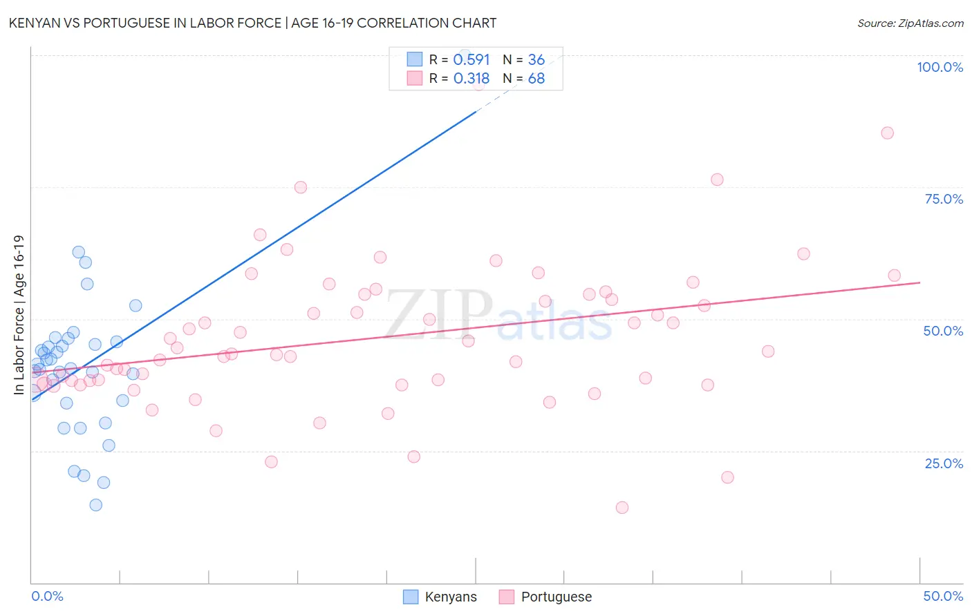 Kenyan vs Portuguese In Labor Force | Age 16-19