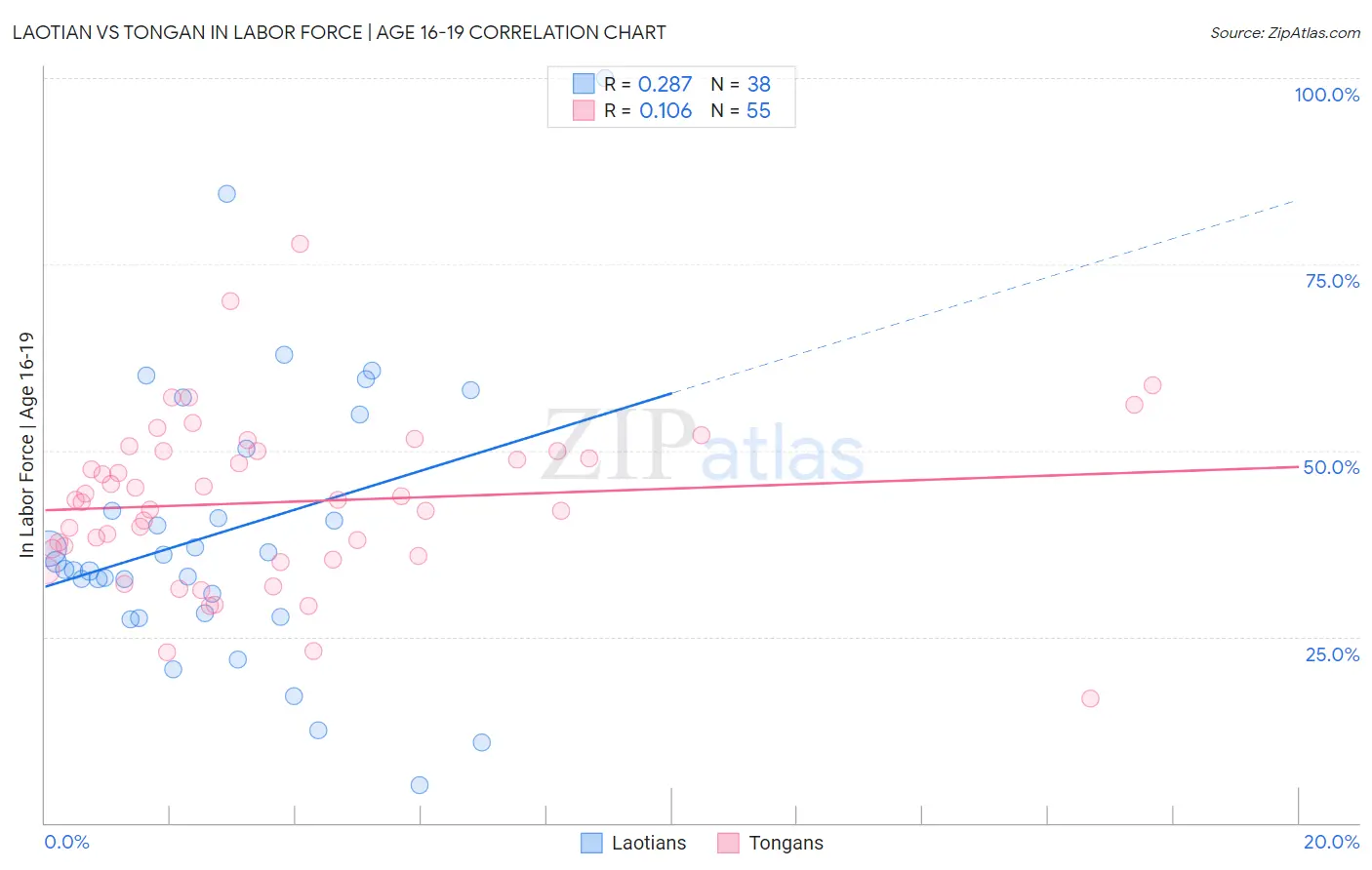 Laotian vs Tongan In Labor Force | Age 16-19