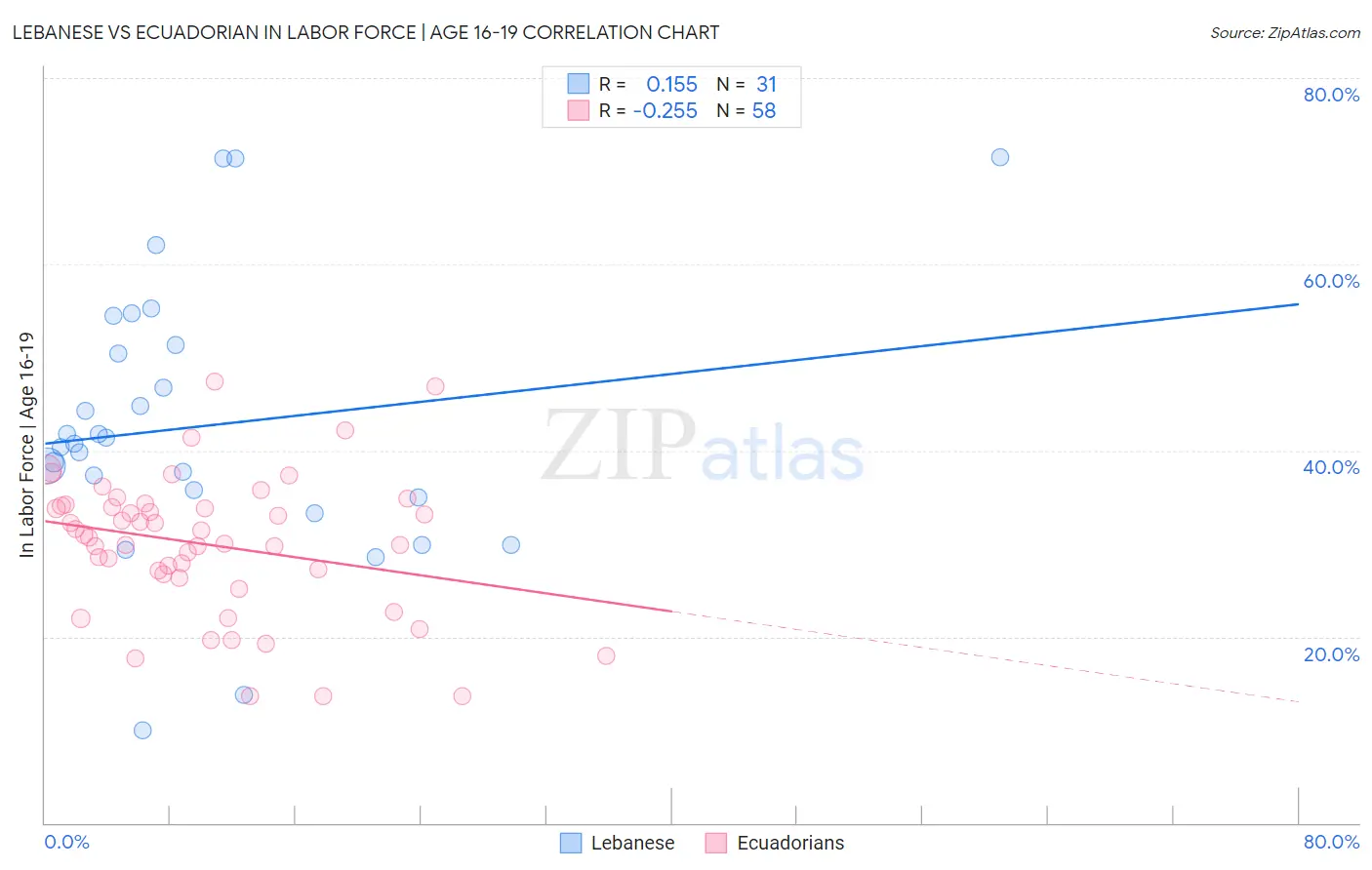 Lebanese vs Ecuadorian In Labor Force | Age 16-19