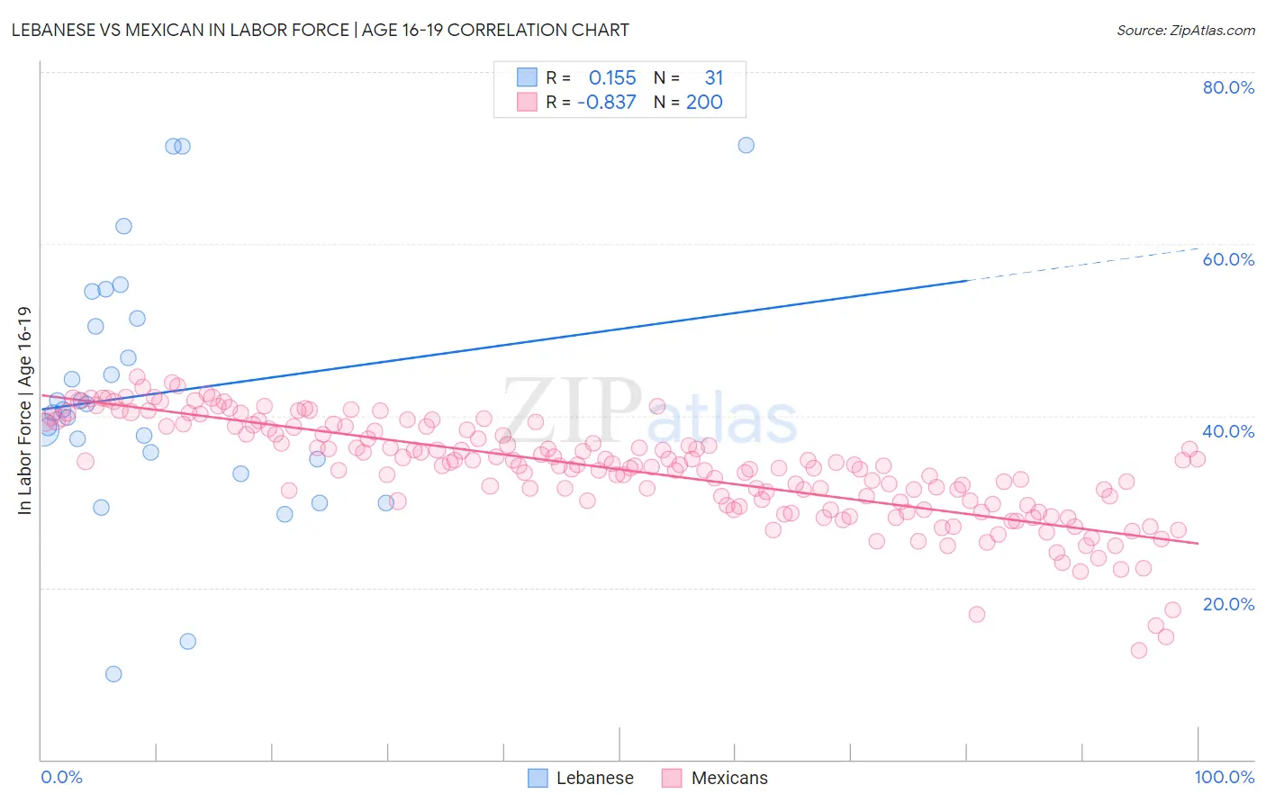 Lebanese vs Mexican In Labor Force | Age 16-19