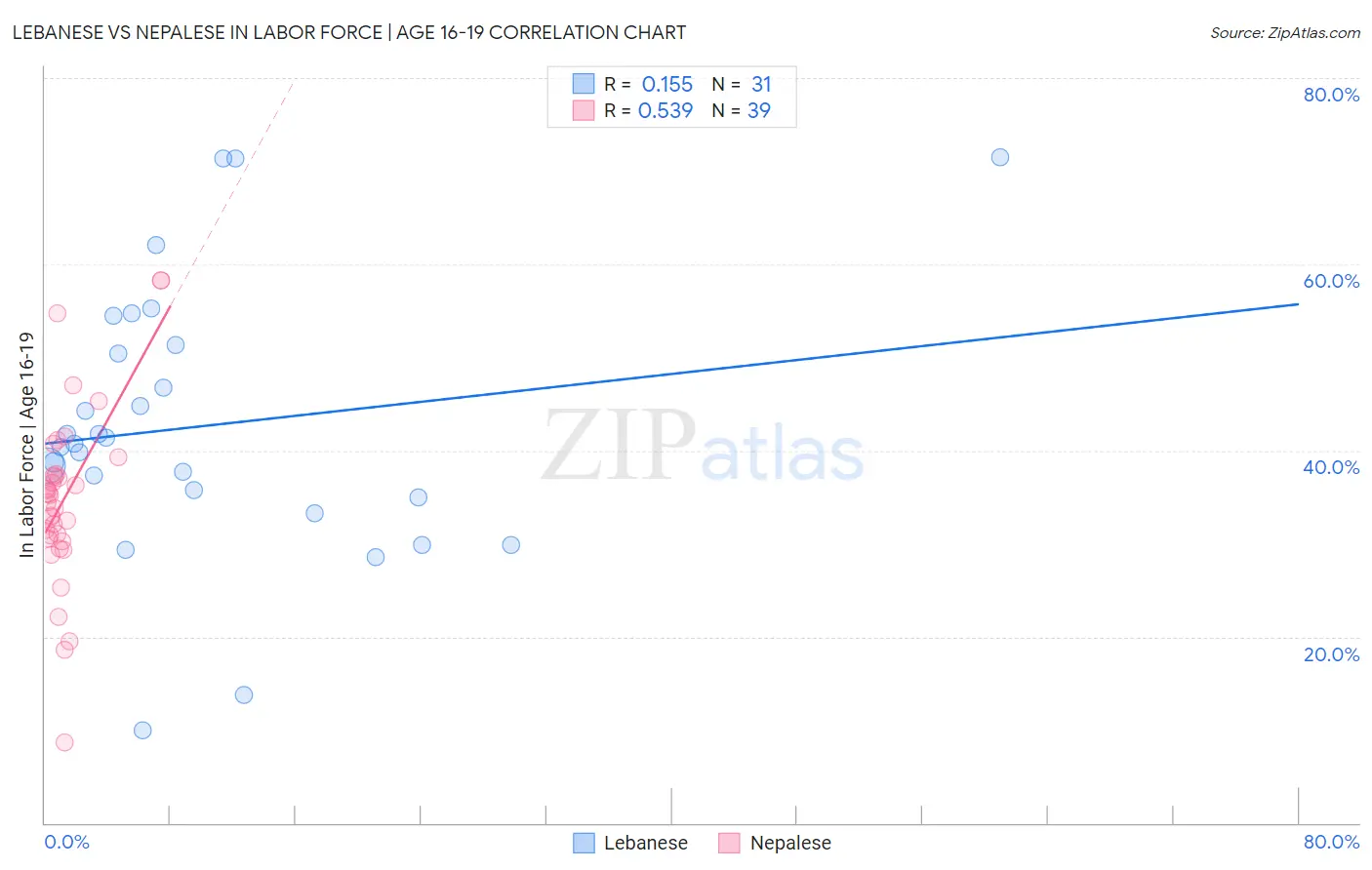 Lebanese vs Nepalese In Labor Force | Age 16-19