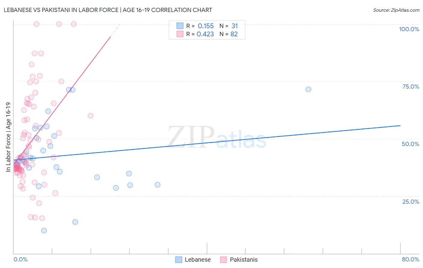 Lebanese vs Pakistani In Labor Force | Age 16-19