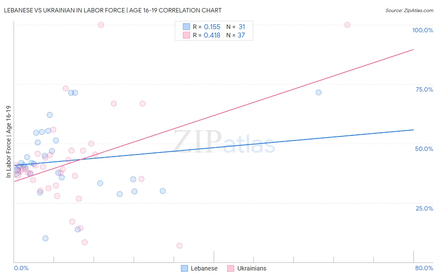 Lebanese vs Ukrainian In Labor Force | Age 16-19