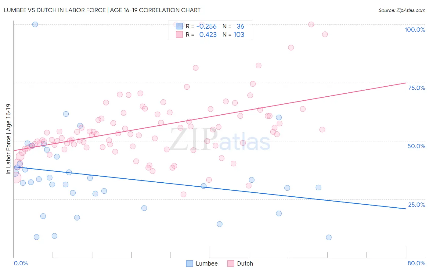 Lumbee vs Dutch In Labor Force | Age 16-19