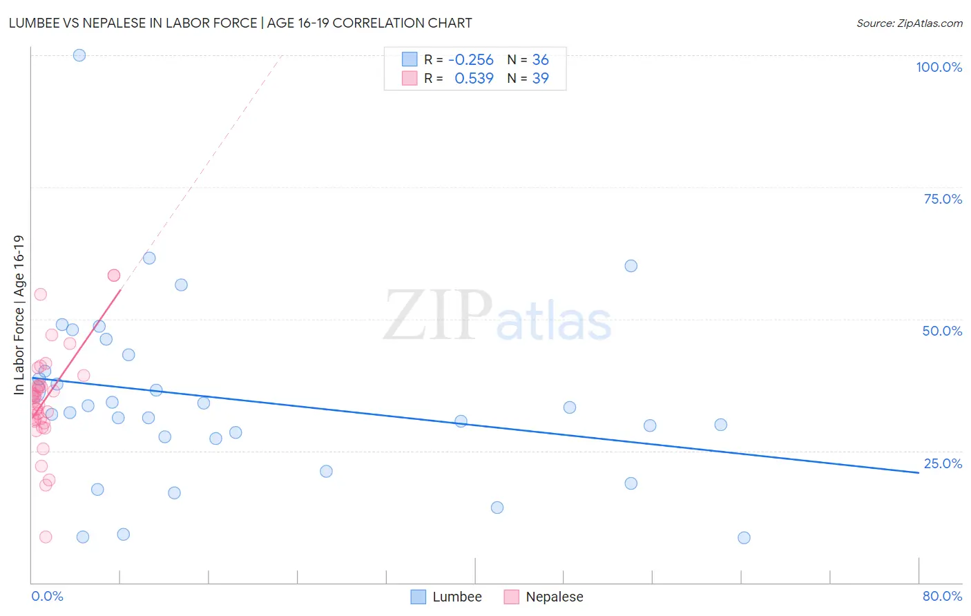 Lumbee vs Nepalese In Labor Force | Age 16-19