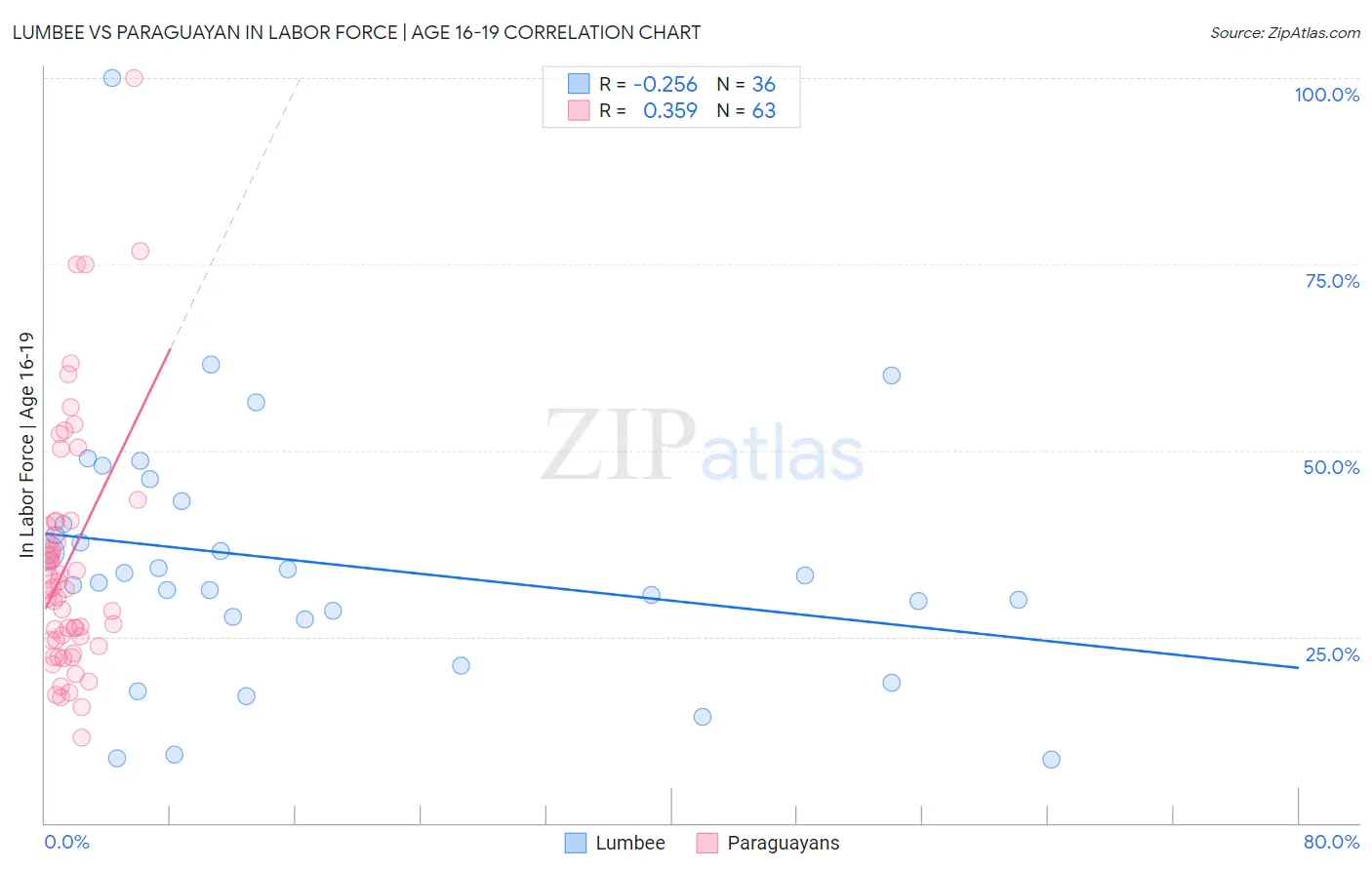 Lumbee vs Paraguayan In Labor Force | Age 16-19