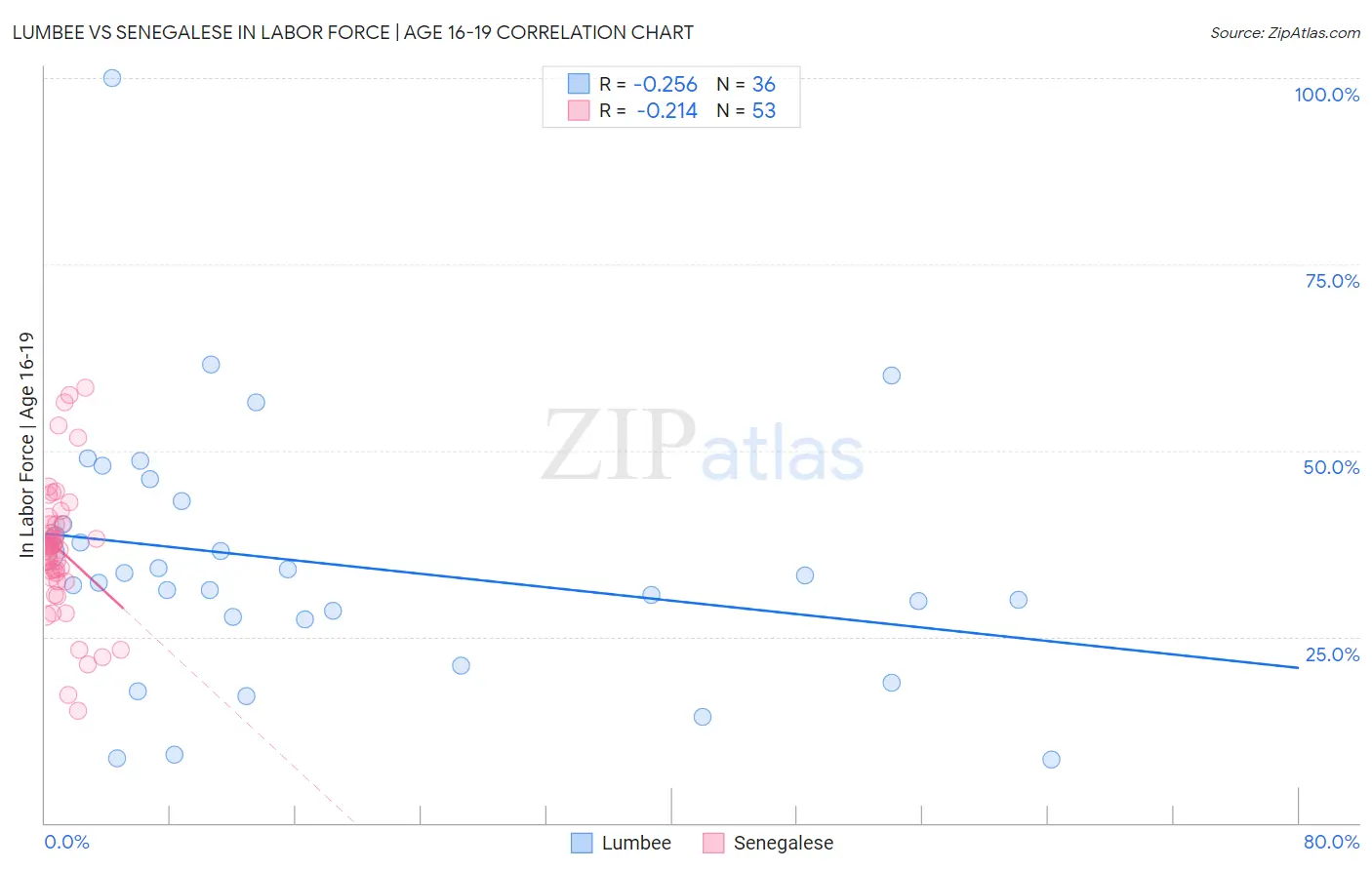 Lumbee vs Senegalese In Labor Force | Age 16-19