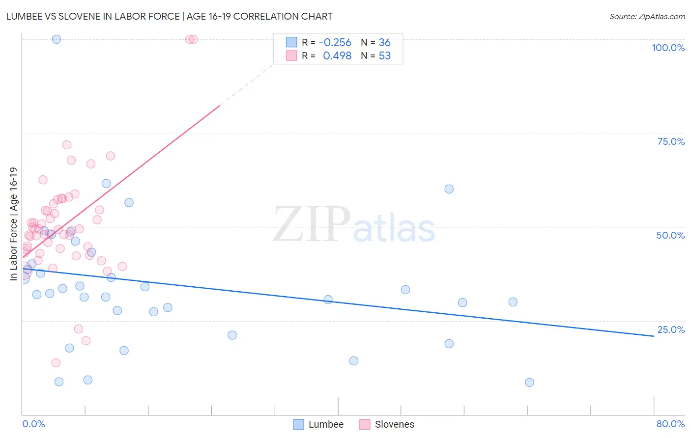 Lumbee vs Slovene In Labor Force | Age 16-19