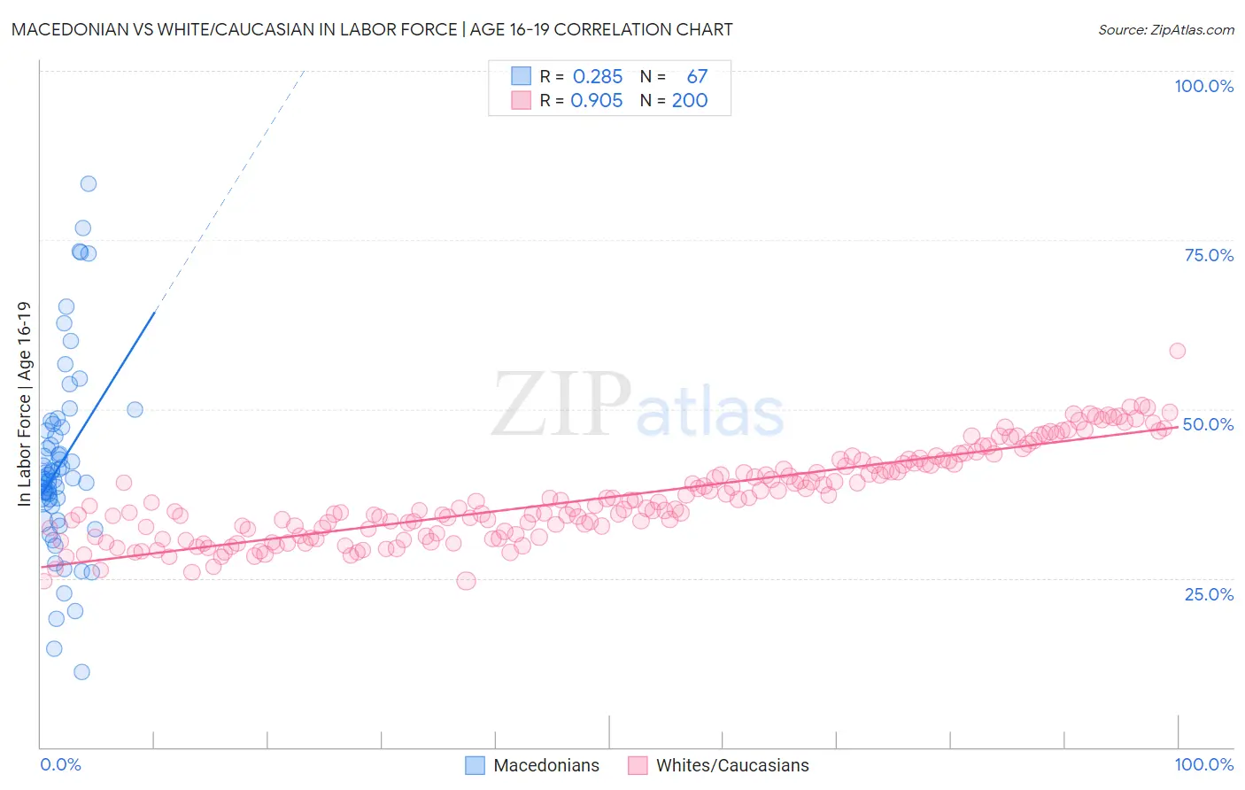 Macedonian vs White/Caucasian In Labor Force | Age 16-19