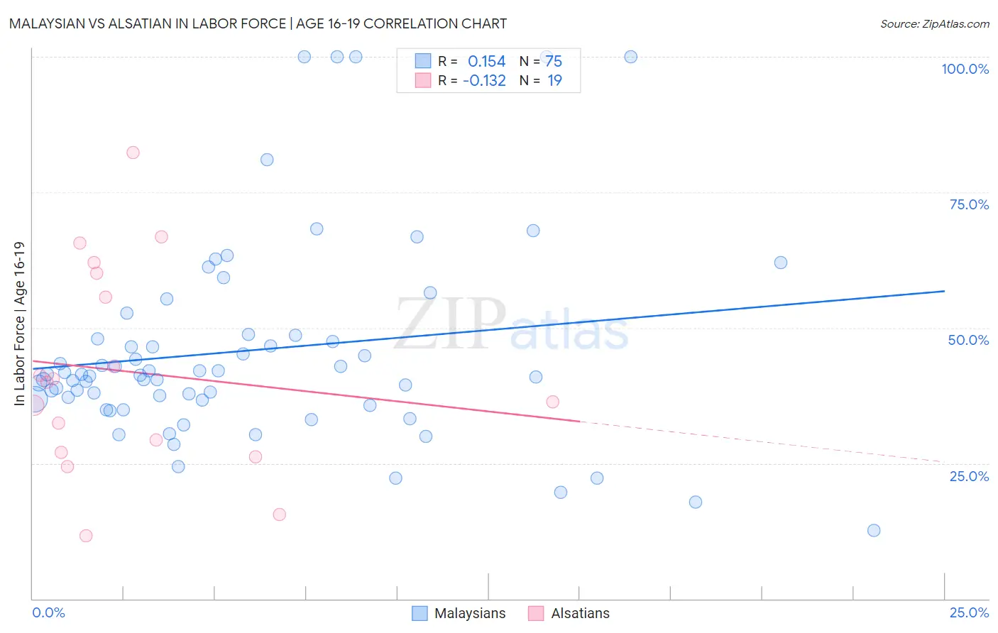 Malaysian vs Alsatian In Labor Force | Age 16-19