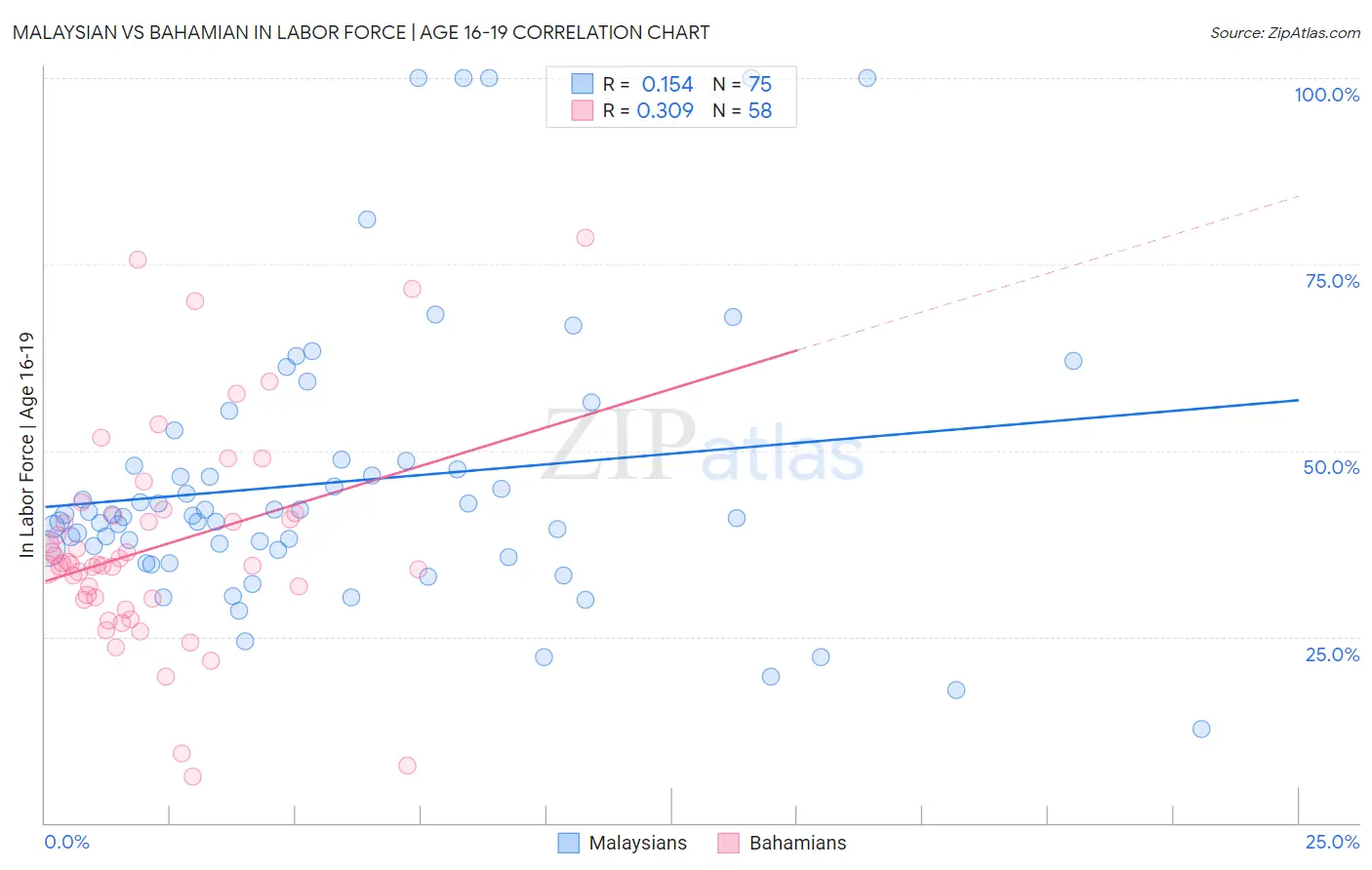 Malaysian vs Bahamian In Labor Force | Age 16-19