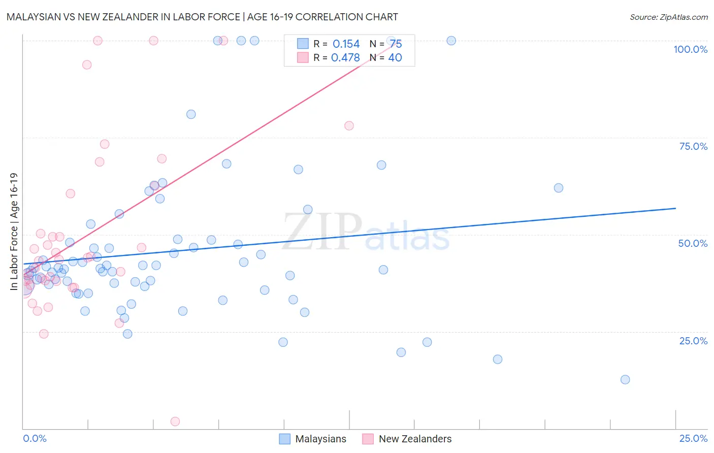 Malaysian vs New Zealander In Labor Force | Age 16-19