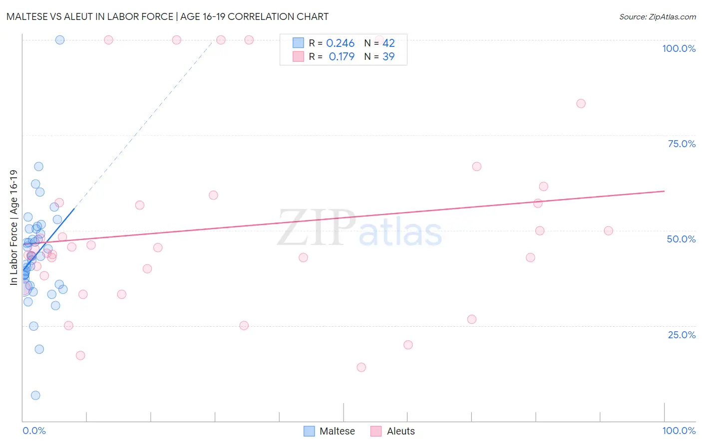 Maltese vs Aleut In Labor Force | Age 16-19