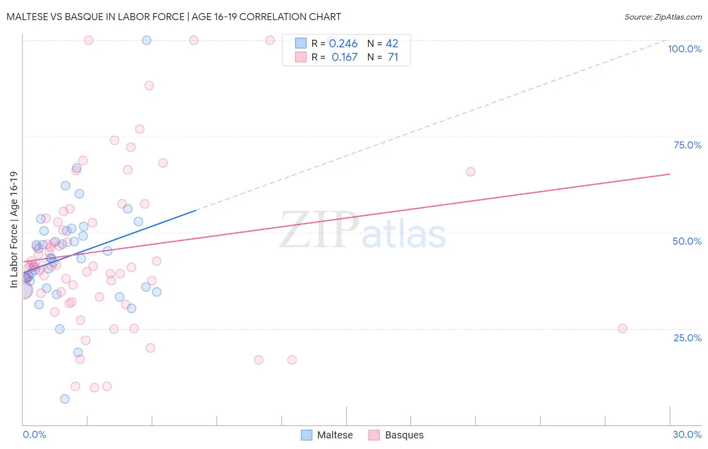 Maltese vs Basque In Labor Force | Age 16-19