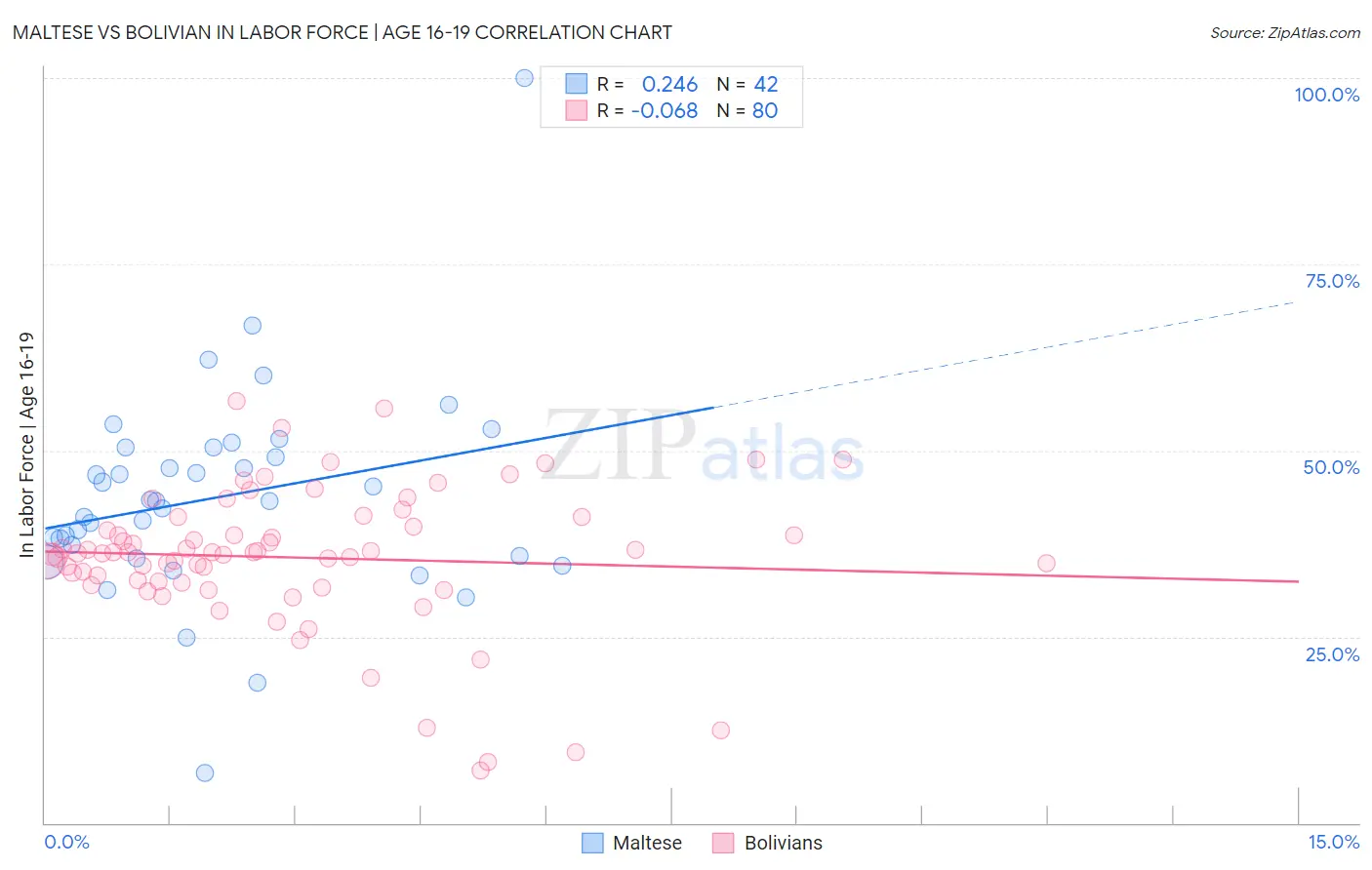 Maltese vs Bolivian In Labor Force | Age 16-19