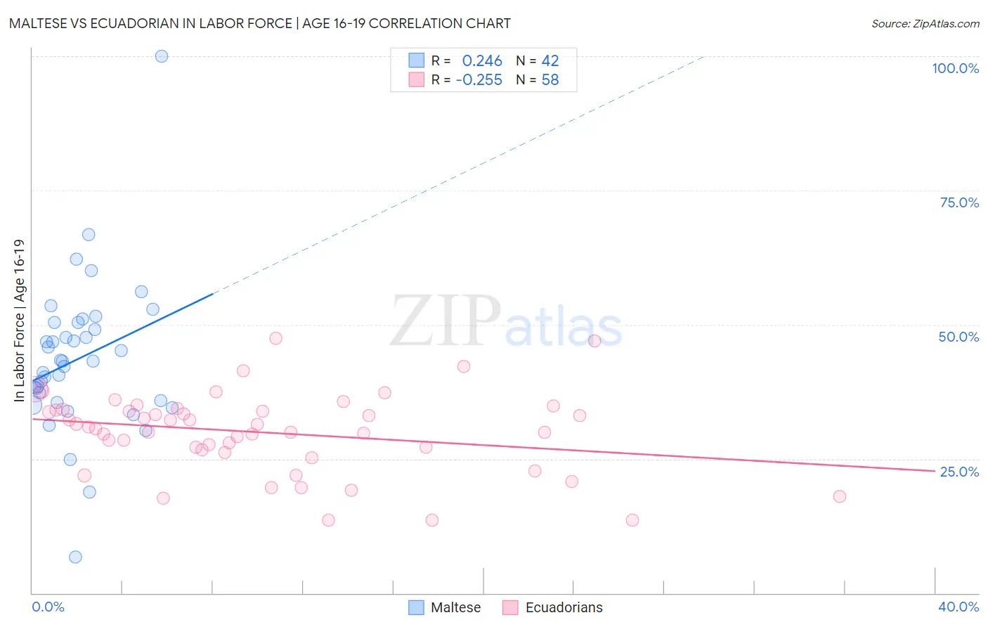 Maltese vs Ecuadorian In Labor Force | Age 16-19