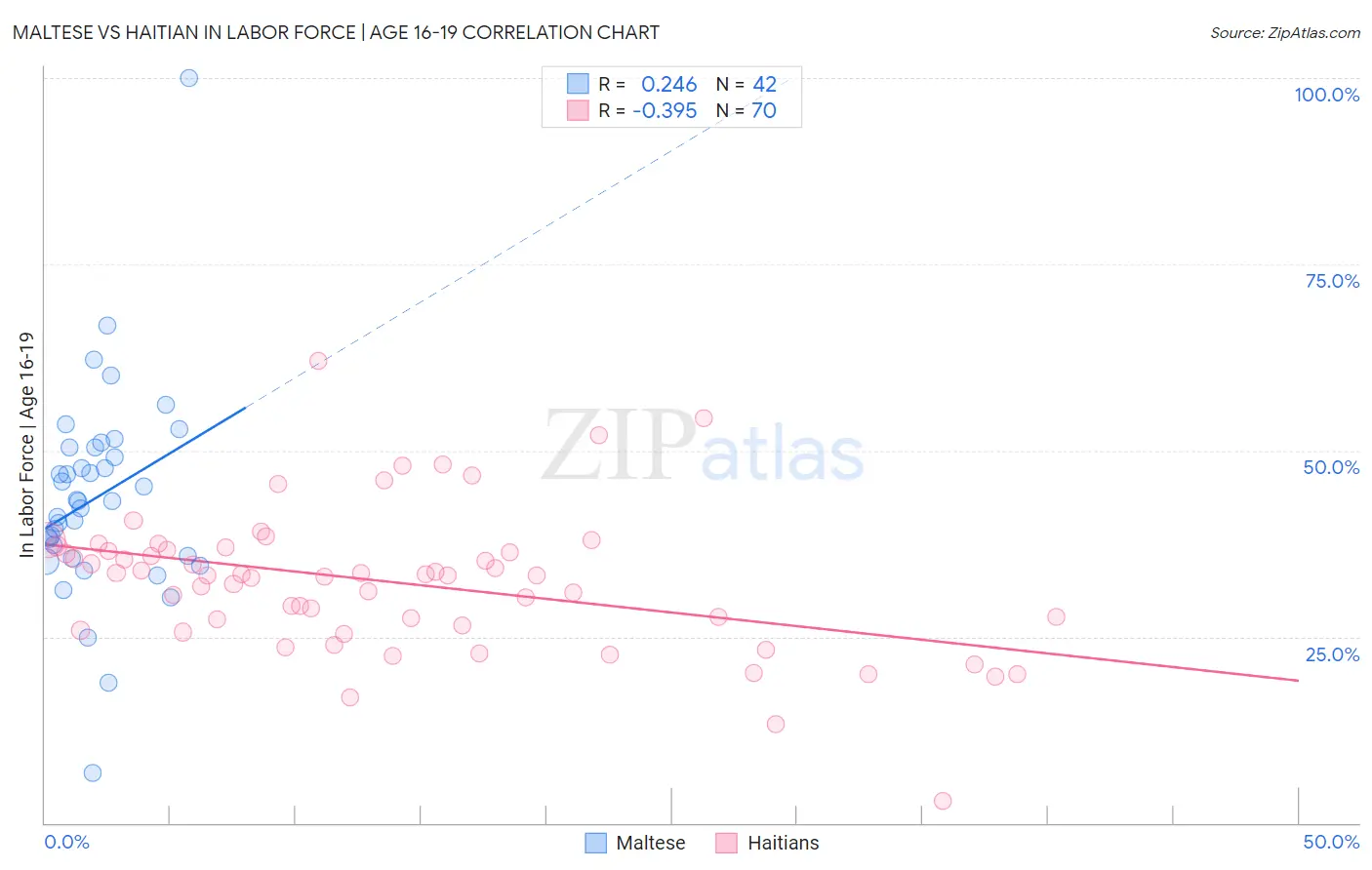 Maltese vs Haitian In Labor Force | Age 16-19