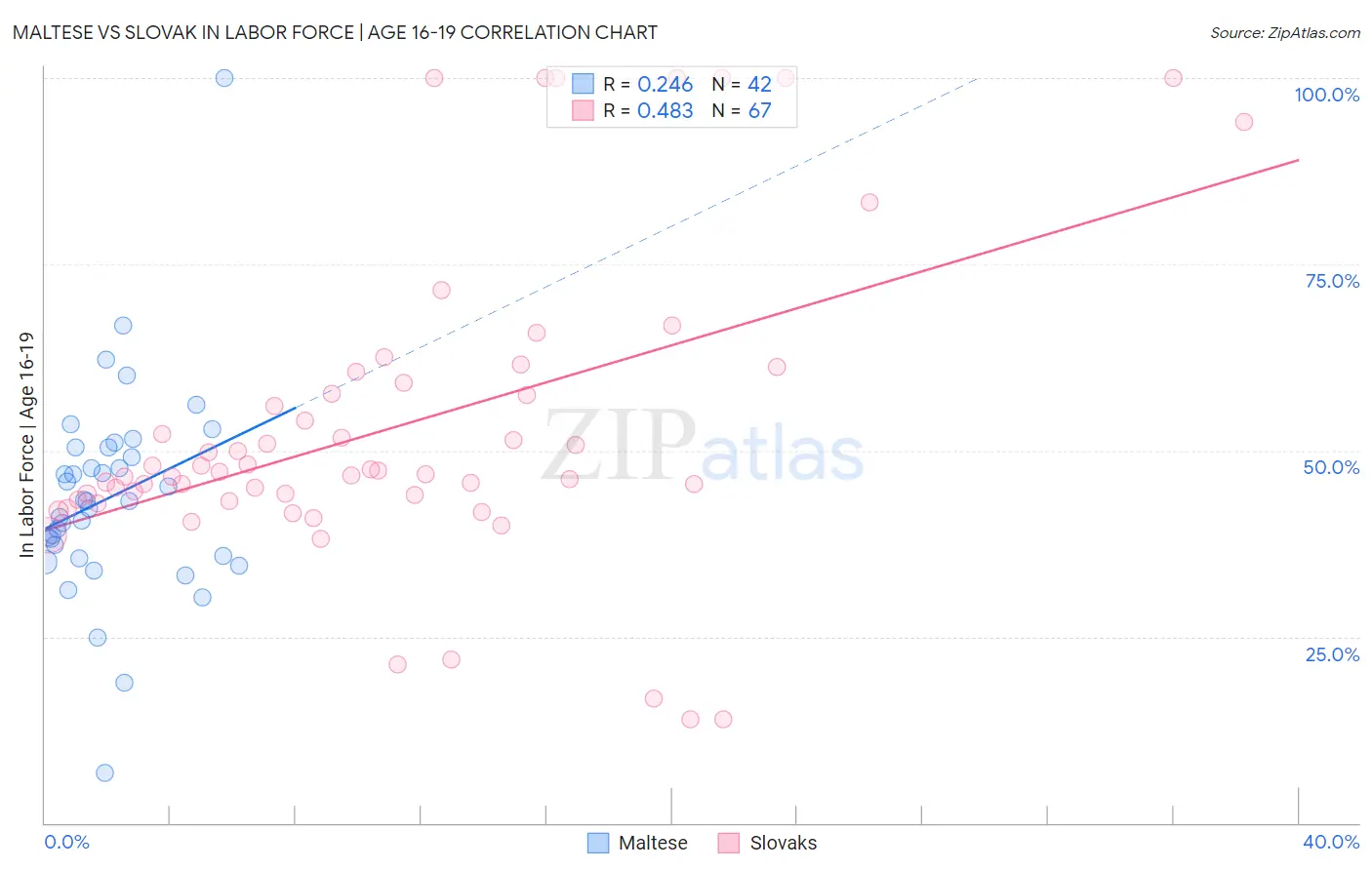 Maltese vs Slovak In Labor Force | Age 16-19