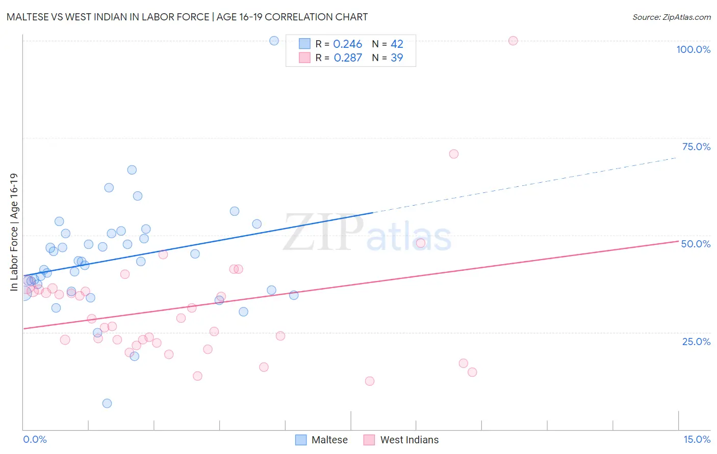 Maltese vs West Indian In Labor Force | Age 16-19