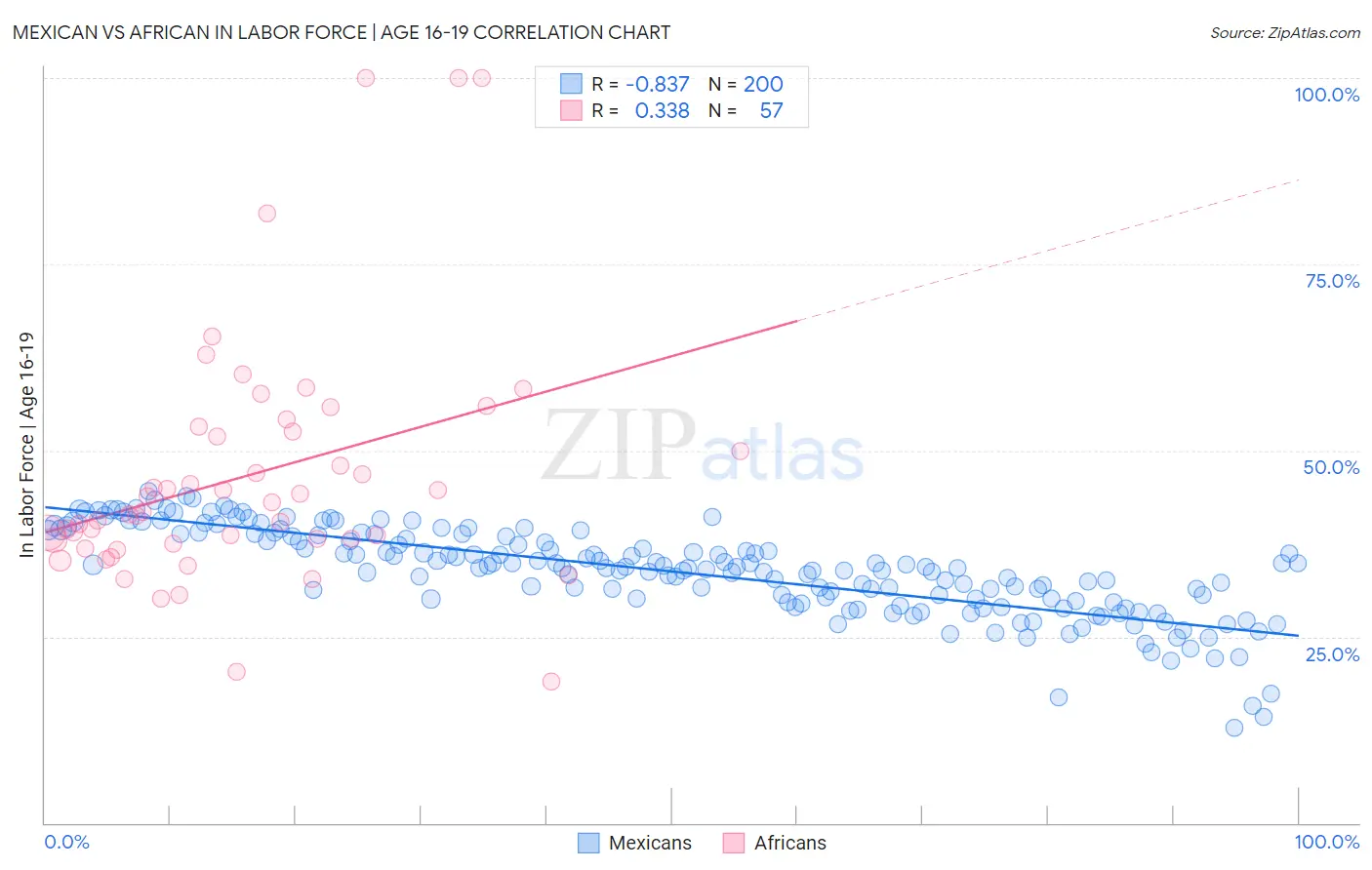 Mexican vs African In Labor Force | Age 16-19
