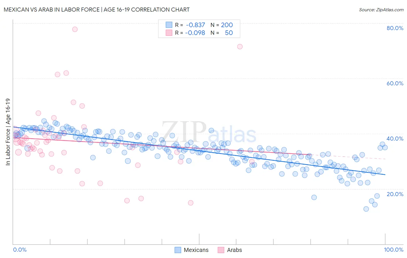 Mexican vs Arab In Labor Force | Age 16-19