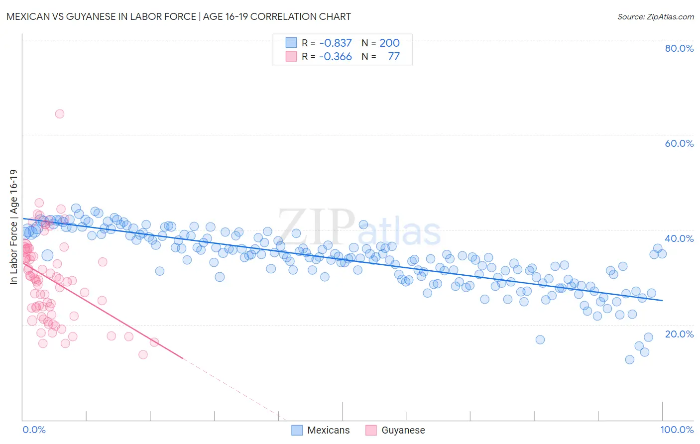 Mexican vs Guyanese In Labor Force | Age 16-19