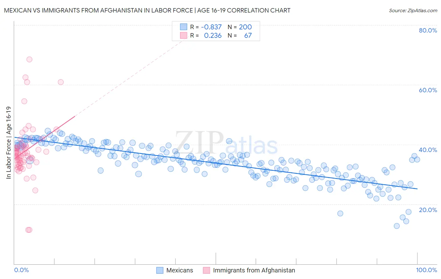 Mexican vs Immigrants from Afghanistan In Labor Force | Age 16-19