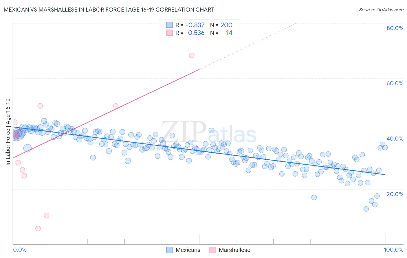 Mexican vs Marshallese In Labor Force | Age 16-19