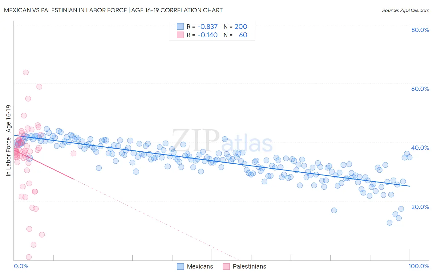 Mexican vs Palestinian In Labor Force | Age 16-19