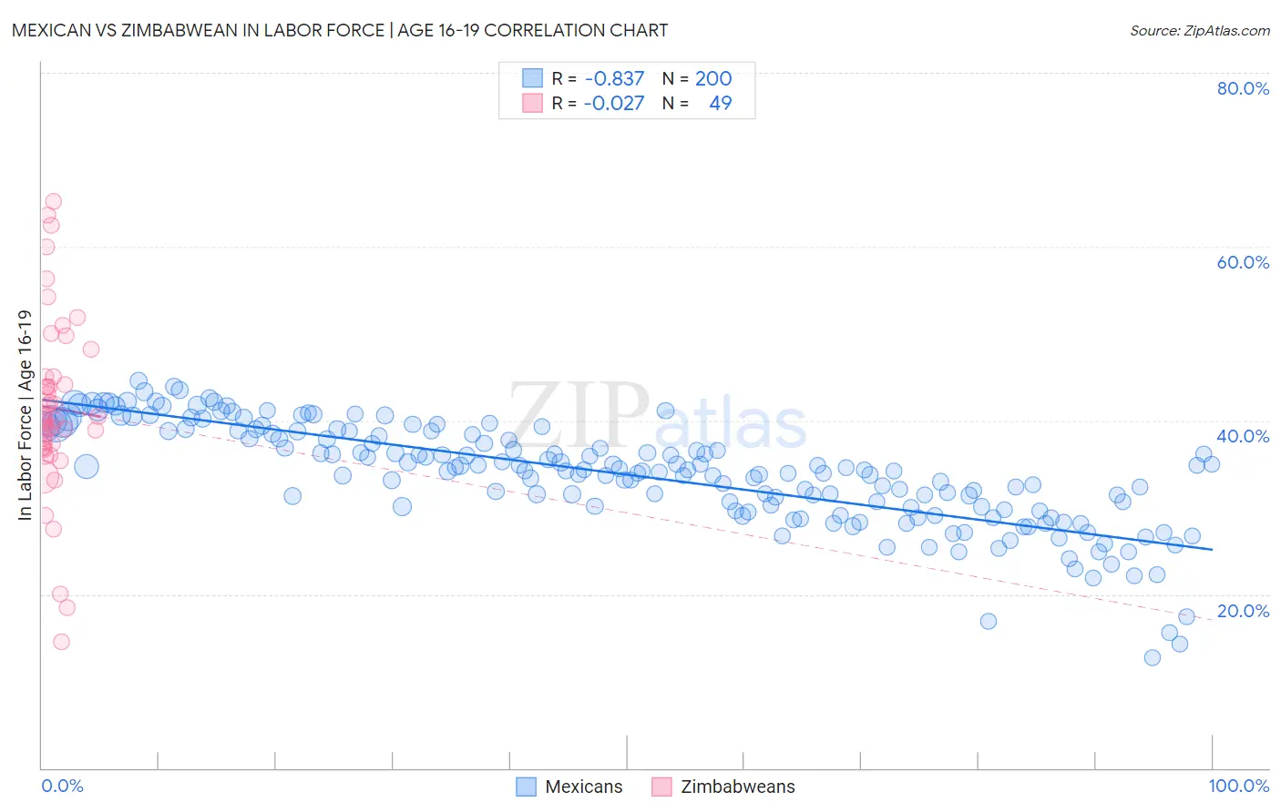 Mexican vs Zimbabwean In Labor Force | Age 16-19