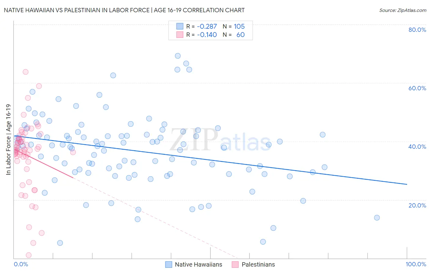 Native Hawaiian vs Palestinian In Labor Force | Age 16-19