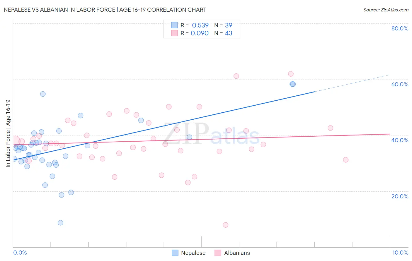 Nepalese vs Albanian In Labor Force | Age 16-19
