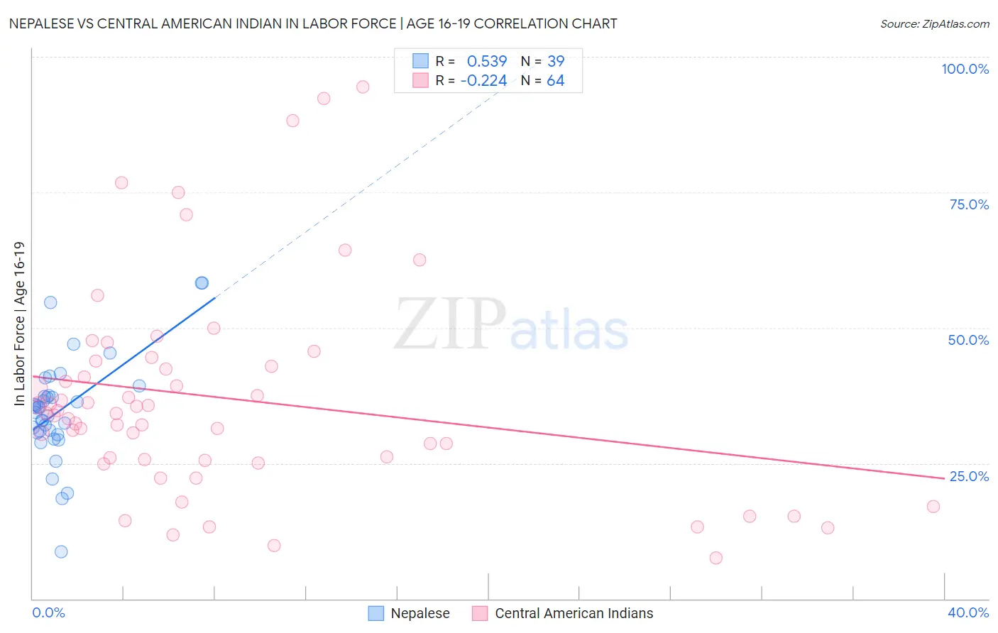 Nepalese vs Central American Indian In Labor Force | Age 16-19