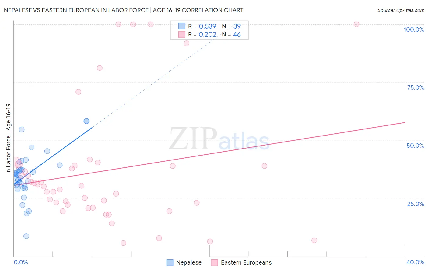 Nepalese vs Eastern European In Labor Force | Age 16-19