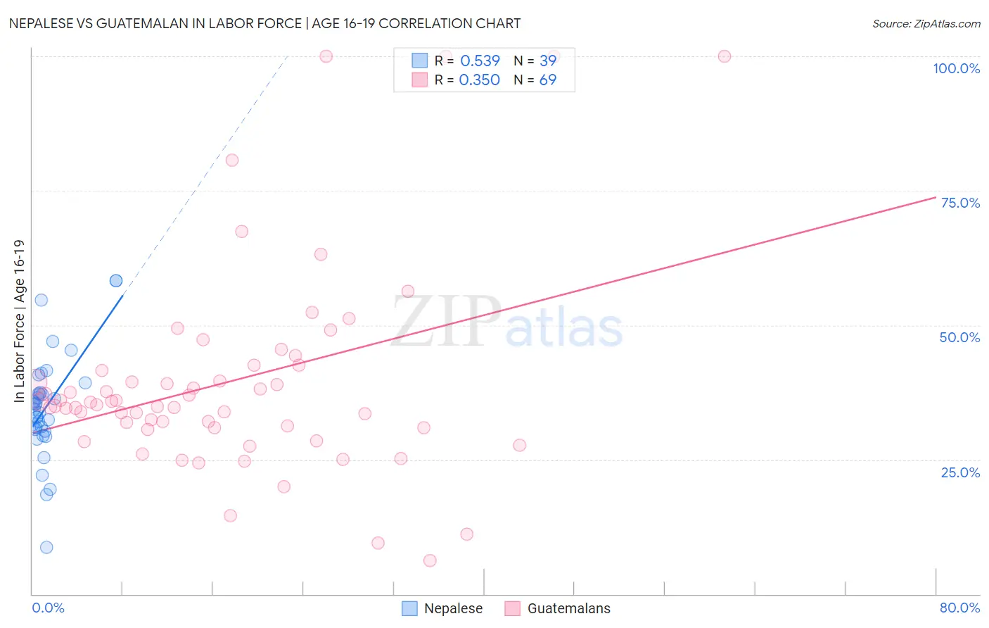 Nepalese vs Guatemalan In Labor Force | Age 16-19