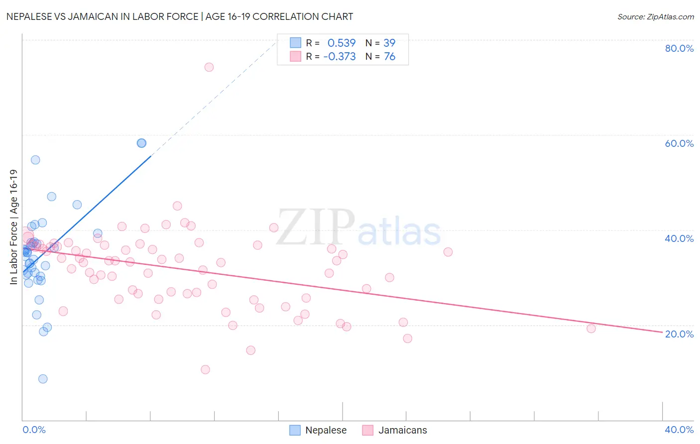 Nepalese vs Jamaican In Labor Force | Age 16-19