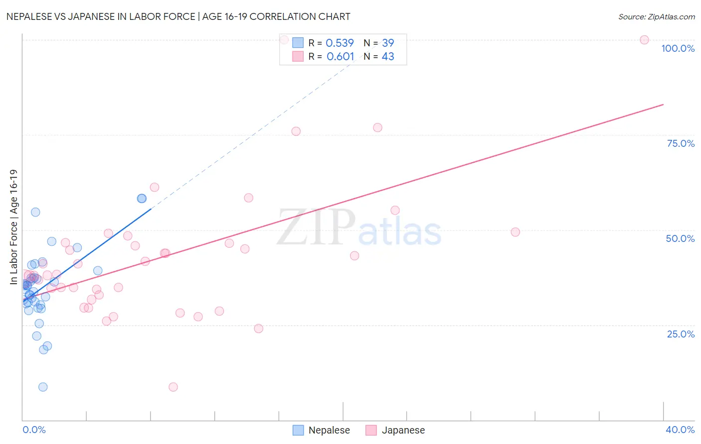 Nepalese vs Japanese In Labor Force | Age 16-19