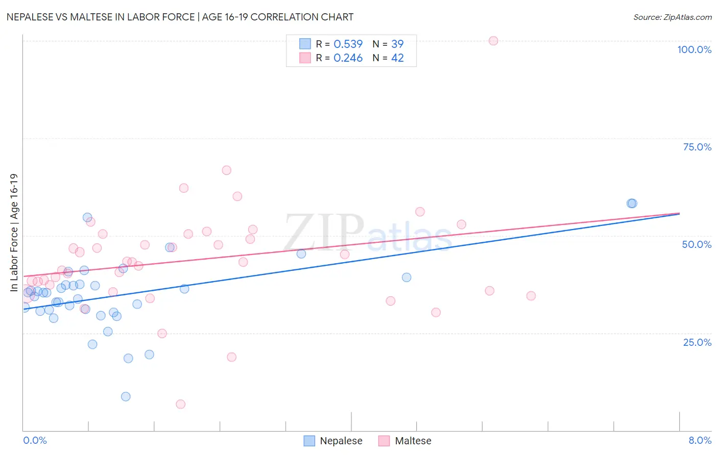 Nepalese vs Maltese In Labor Force | Age 16-19