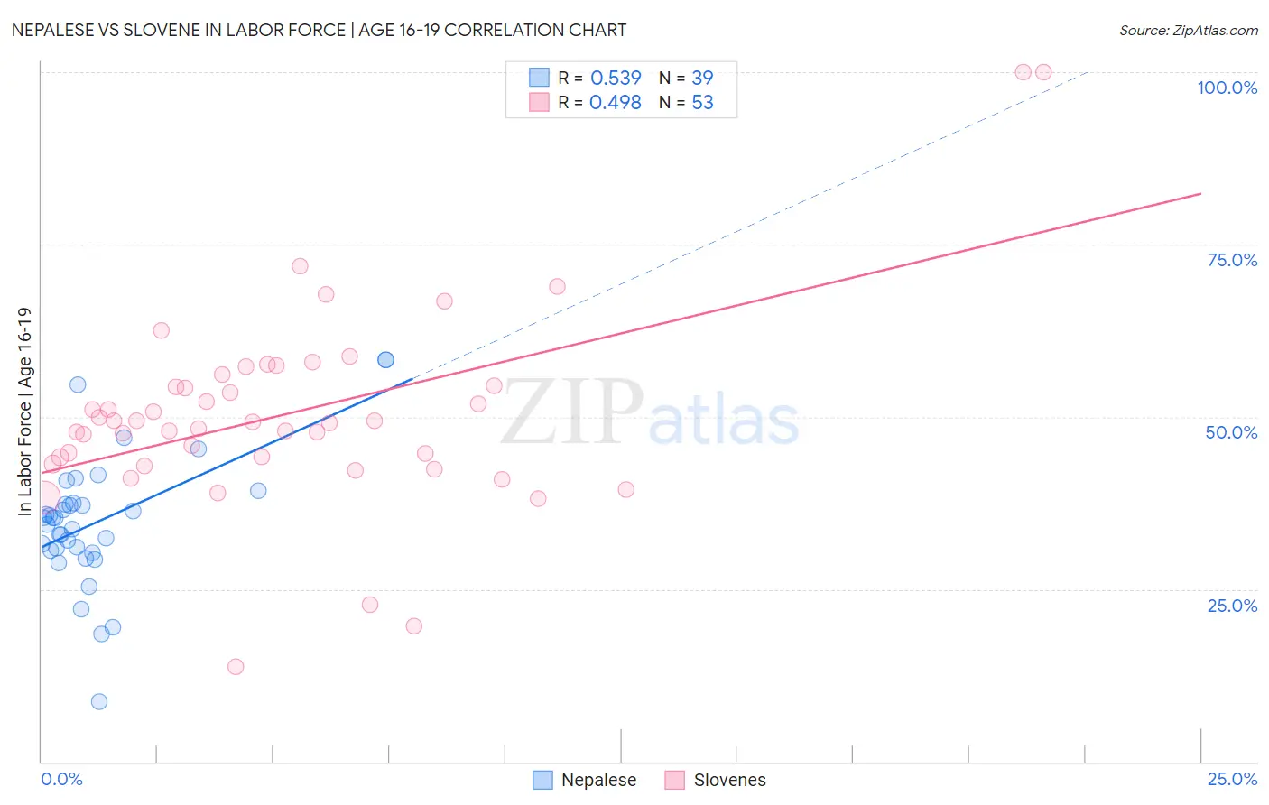 Nepalese vs Slovene In Labor Force | Age 16-19