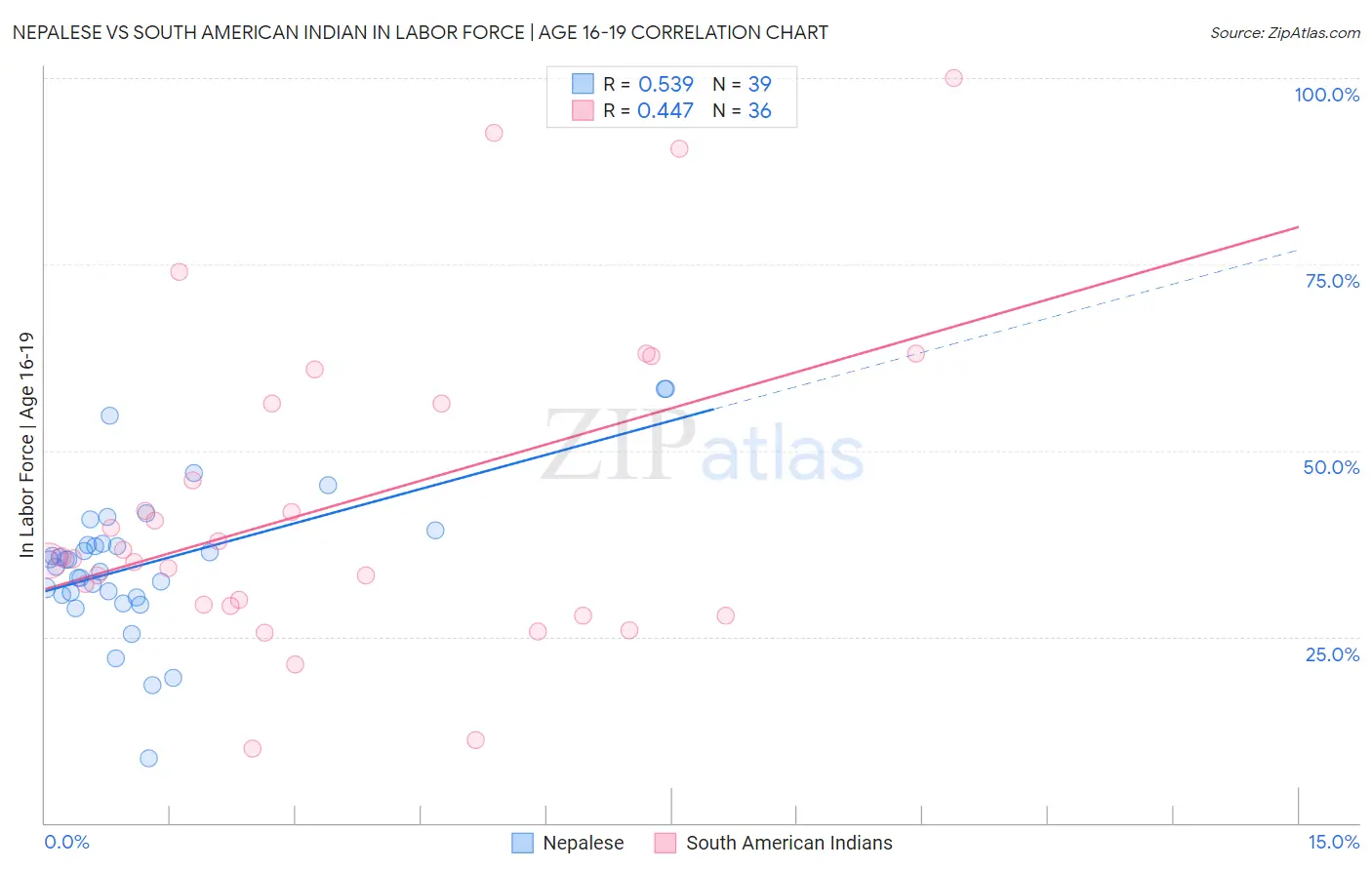 Nepalese vs South American Indian In Labor Force | Age 16-19