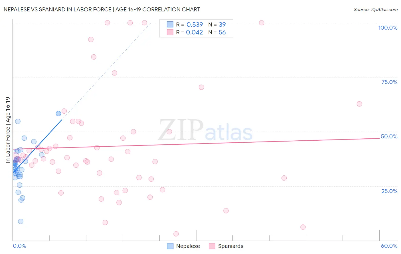 Nepalese vs Spaniard In Labor Force | Age 16-19