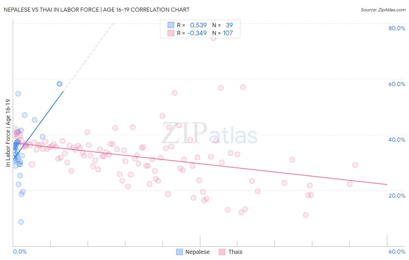 Nepalese vs Thai In Labor Force | Age 16-19