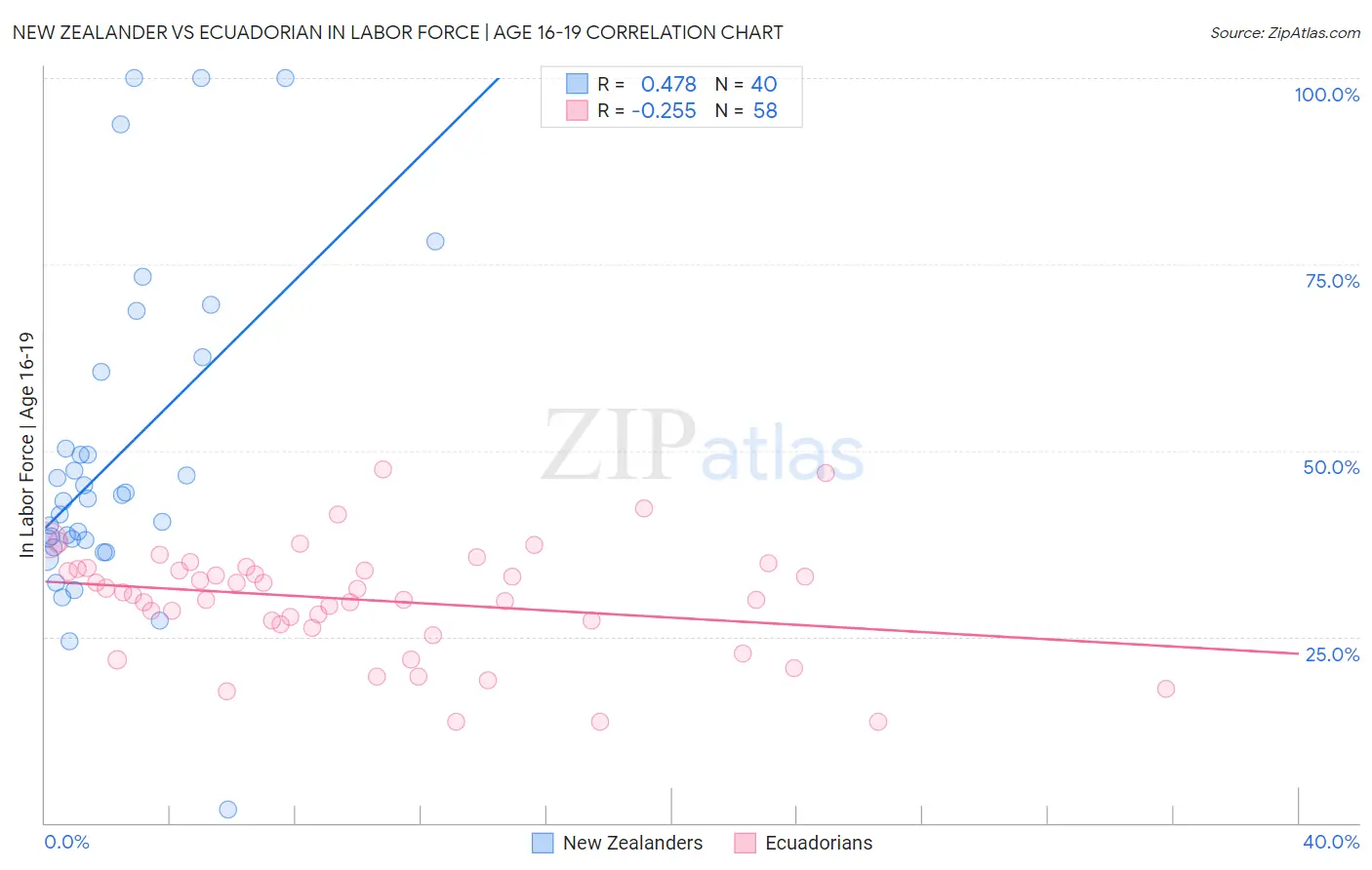 New Zealander vs Ecuadorian In Labor Force | Age 16-19