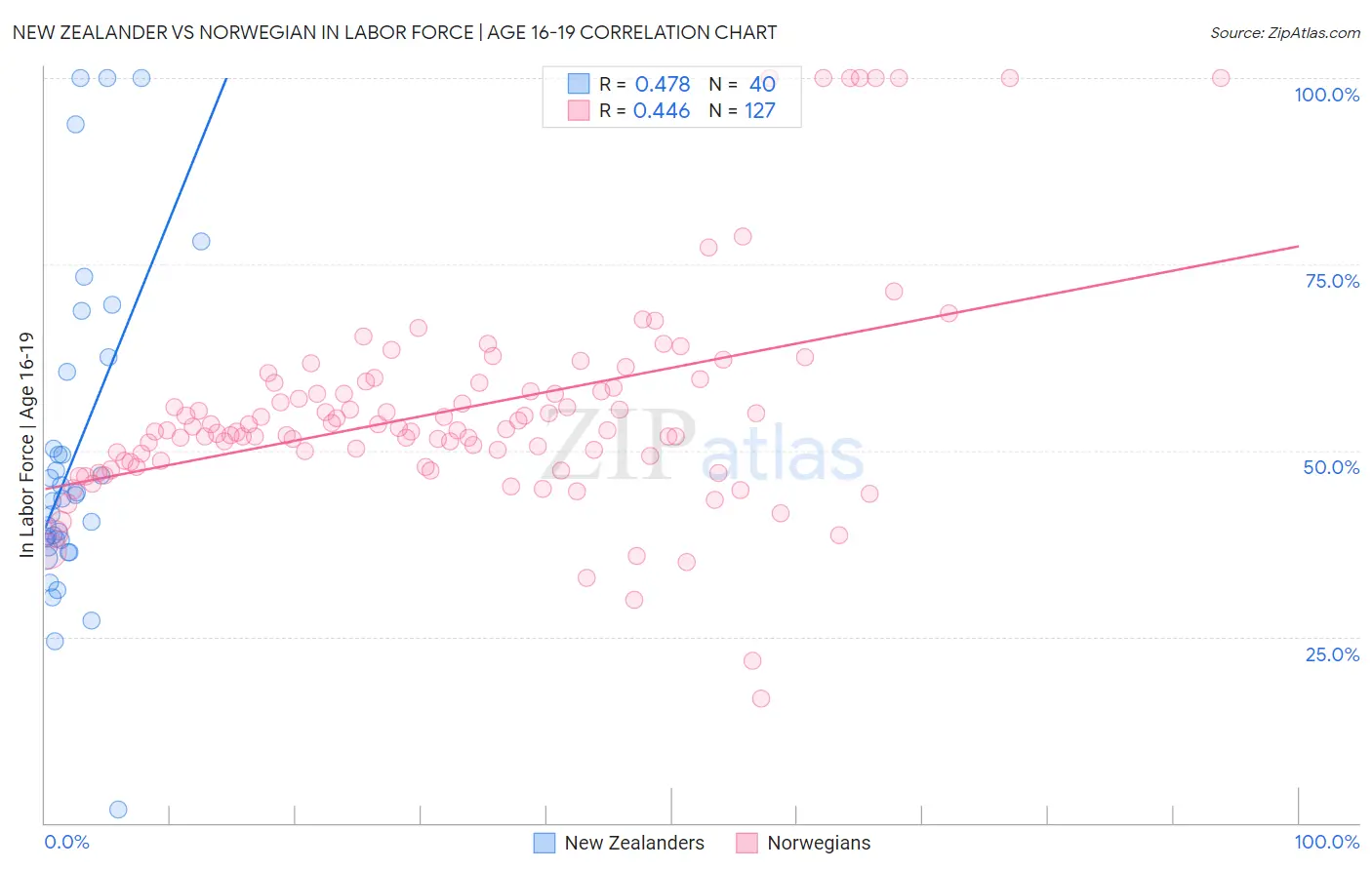 New Zealander vs Norwegian In Labor Force | Age 16-19