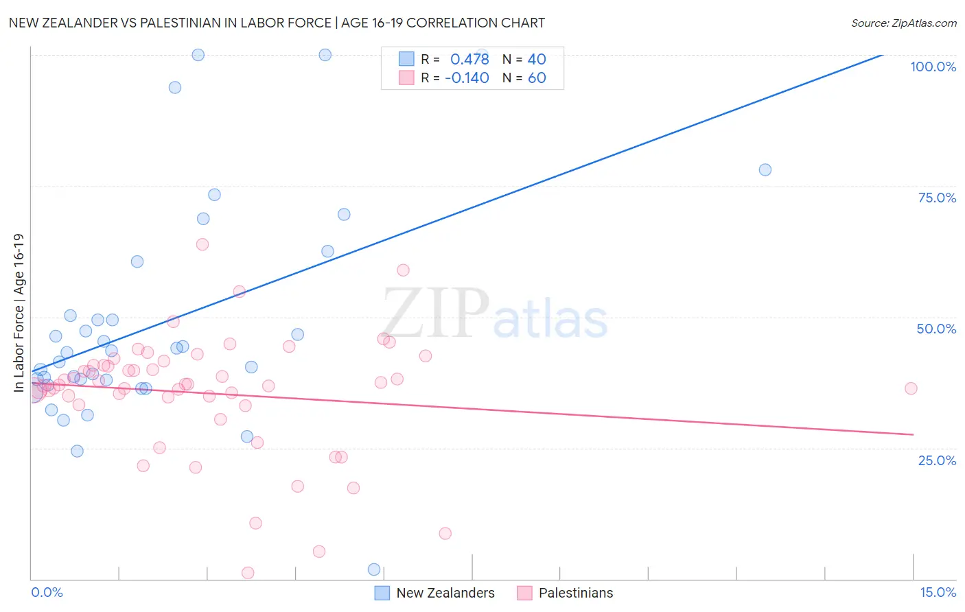 New Zealander vs Palestinian In Labor Force | Age 16-19