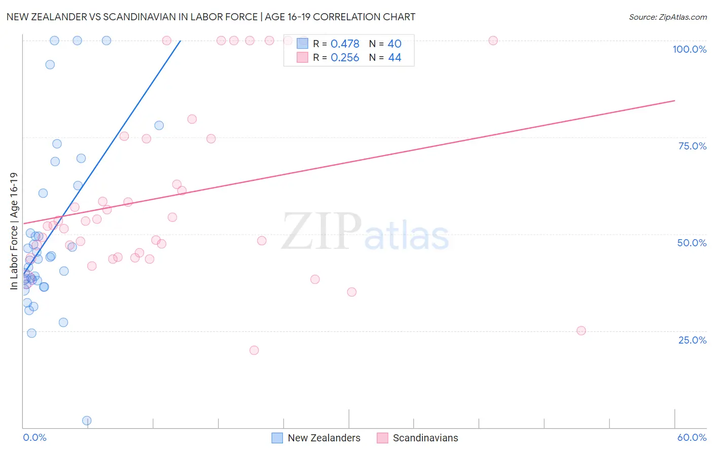 New Zealander vs Scandinavian In Labor Force | Age 16-19