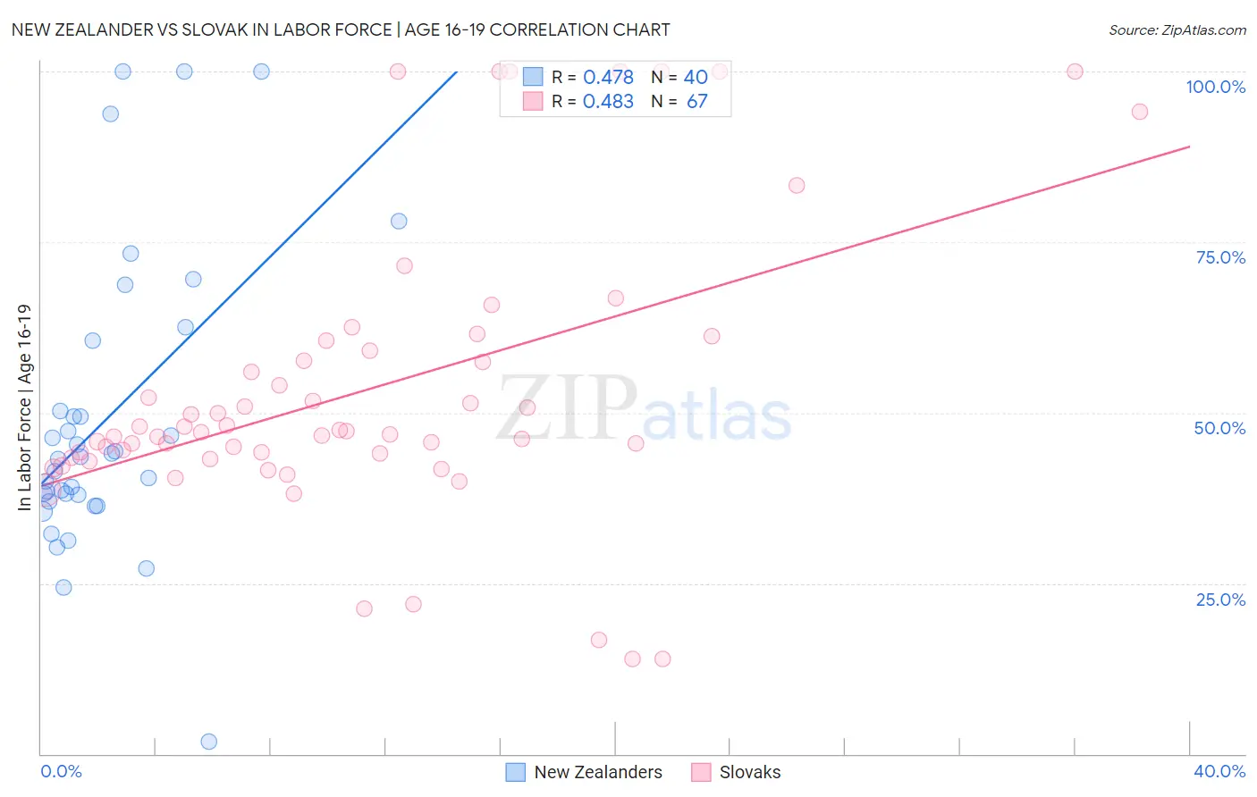 New Zealander vs Slovak In Labor Force | Age 16-19