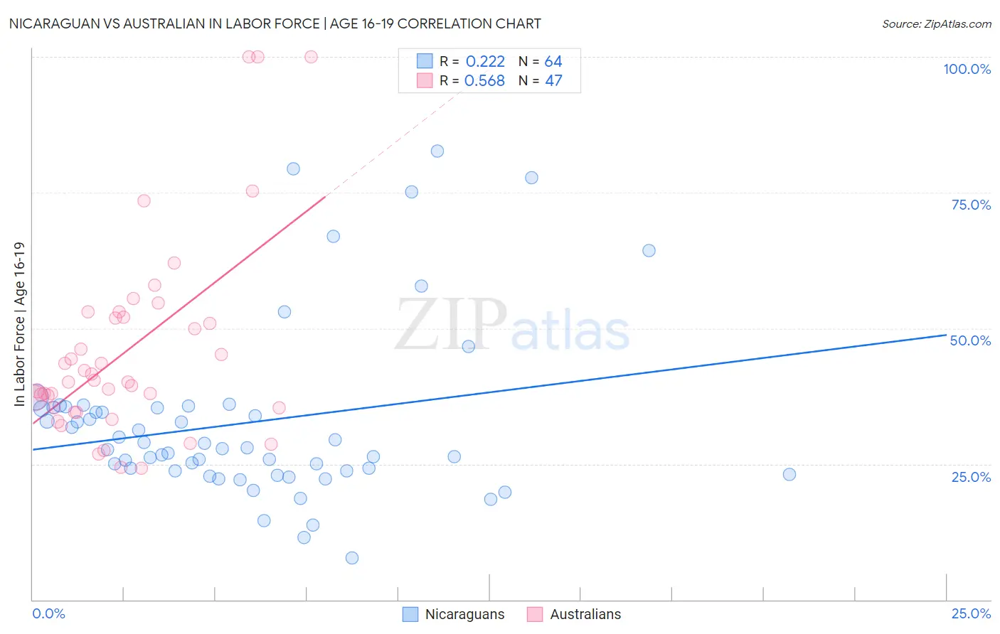 Nicaraguan vs Australian In Labor Force | Age 16-19